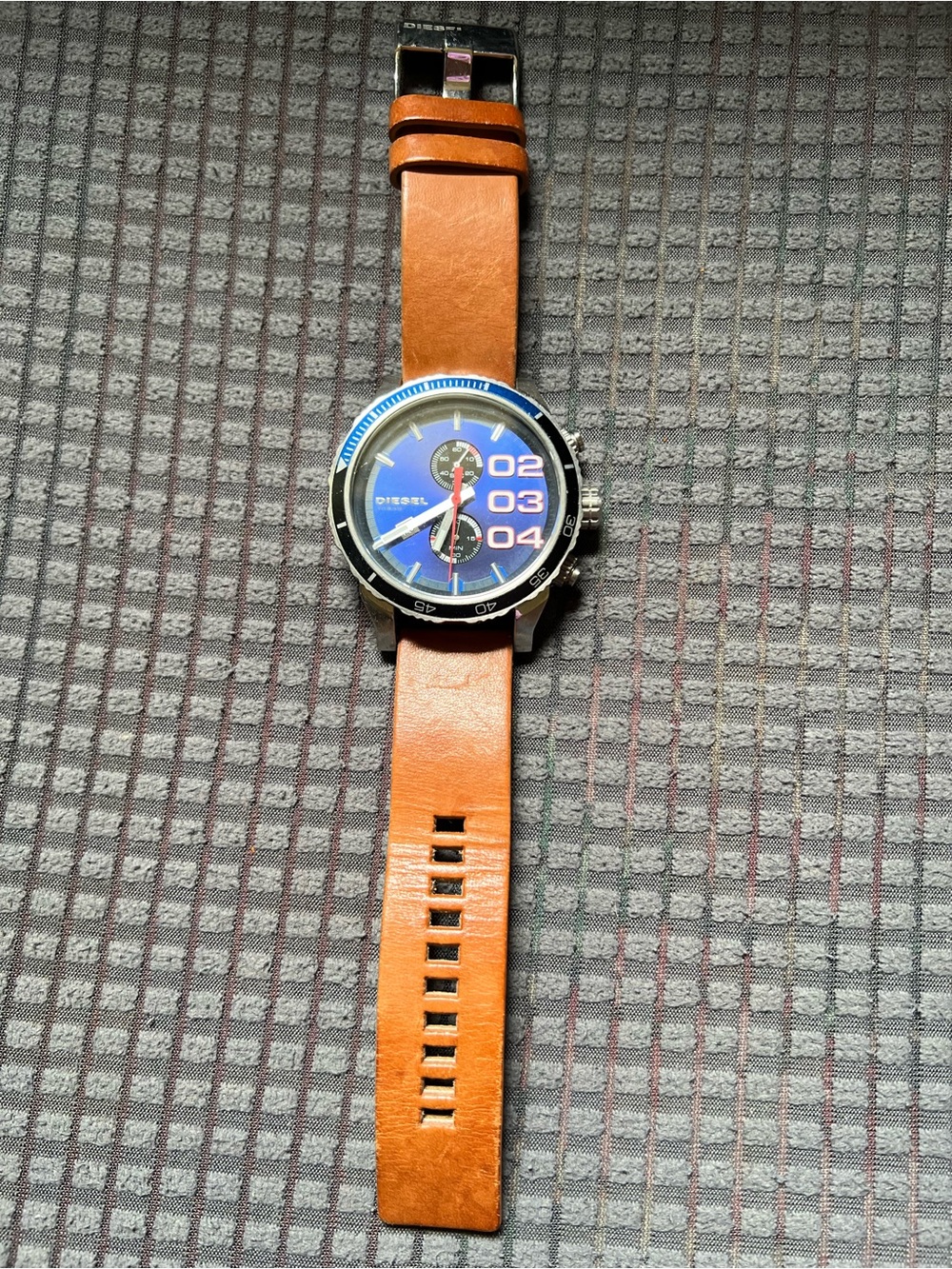 💙Diesel Men’s Blue Dial Watch with Brown Leather Strap💙